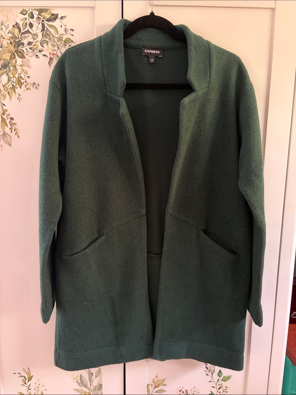 Express Open-Front Dark Green Cardigan
